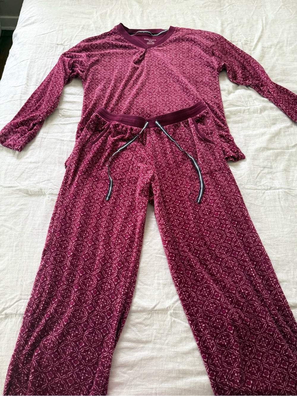 Nautica Women's Berry Pink Patterned Sweater and pants set - Picture 3 of 5